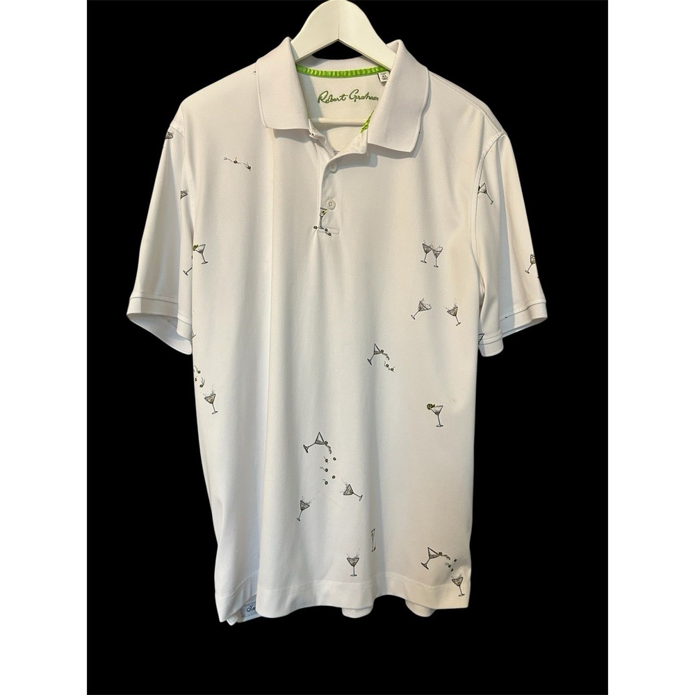 Robert Graham Performance Mens‎ Short Sleeve Cocktail Martini Golf Polo Size XL
